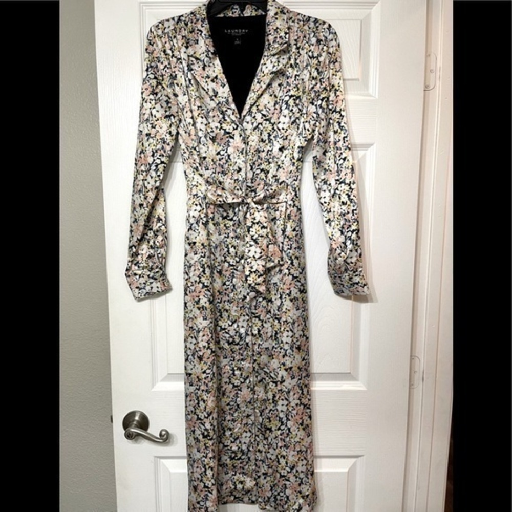 Laundry by Shelli Segal button down satin dress floral